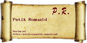 Petik Romuald névjegykártya